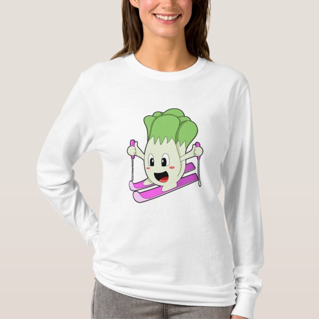 Camiseta Alface como Esquiador com Esqui (Frente)