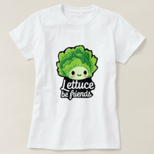 Camiseta Alface Kawaii Fofa – “Alface, Sejamos Amigos”