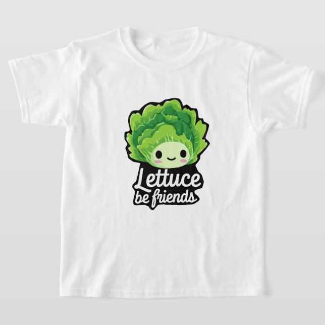 Camiseta Alface Kawaii Fofa – “Sejamos Amigos” (Postura )