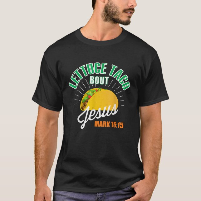 Camiseta Alface Taco Sobre Jesus Engraçado DEUS Cristão (Frente)
