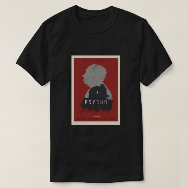 Camiseta Alfred Hitchcock Psycho Poster (Frente do Design)