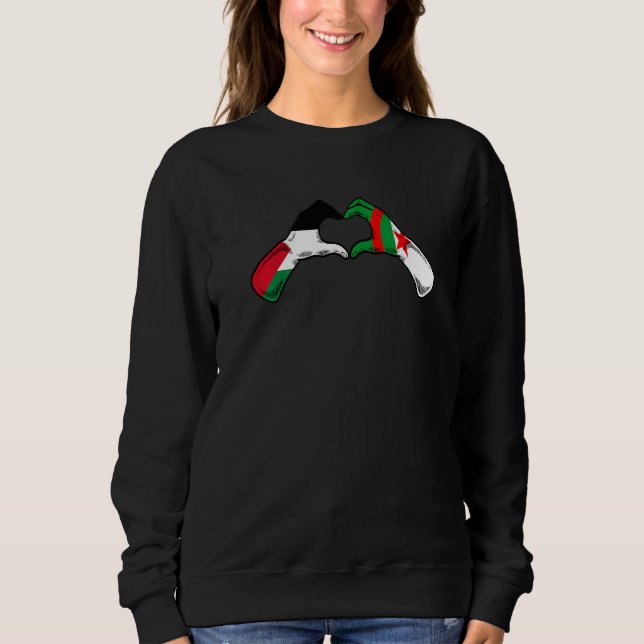Camiseta Algeria Palestine Flag  Palestinian Algerian Heart (Frente)