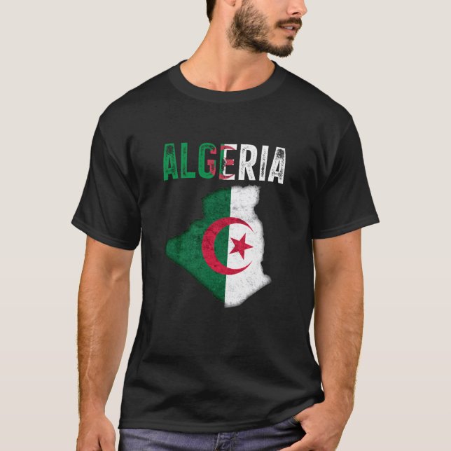 Camiseta Algerian Algeria Country Map Flag (Frente)