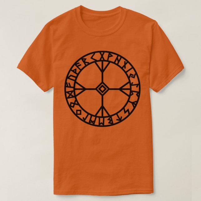 Camiseta Algiz Runk Wisdom e amuleto de coragem (Frente do Design)