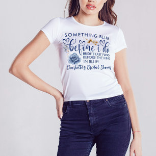Camiseta Algo Azul Elegante Antes de Eu Fazer Chá de Bebê d