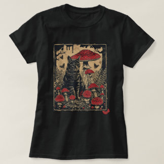 Camiseta Algodão Aestético Gato Toadstool Cogumelo