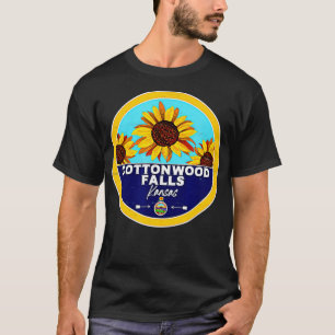 Camiseta Algodão-Cachado Cai no Kansas KS Crachá de girasso