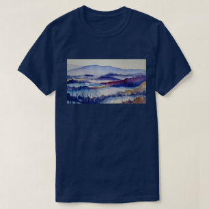 Camiseta Algodão das Montanhas de Neve da Aquarela Bluetoot