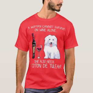 Camiseta Algodão de Tulear e vinho Cão engraçado