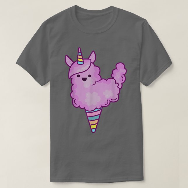 Camiseta ALGODÃO DOCE UNICÓRNIO Eu amo Presentes de Unicórn (Frente do Design)
