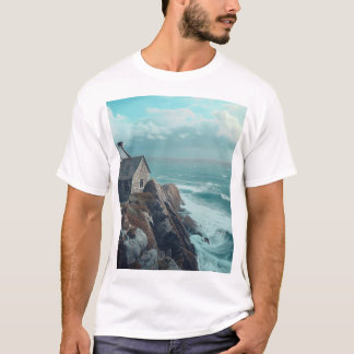 Camiseta Algodão Medieval em um Cliff