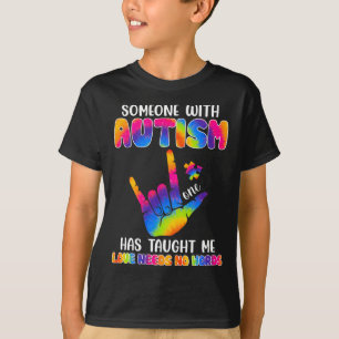Camiseta Alguém Com Autismo Me Ensinou Conscientização Sobr