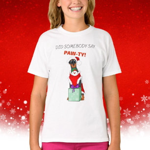 Camiseta Alguém Disse Festa de Natal do Doberman Fofa