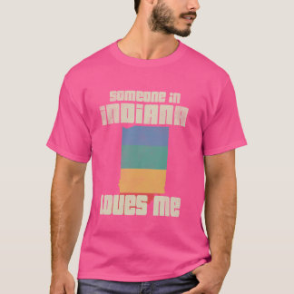 Camiseta Alguém em Indiana Me Ama Mapa da Região do Estado 