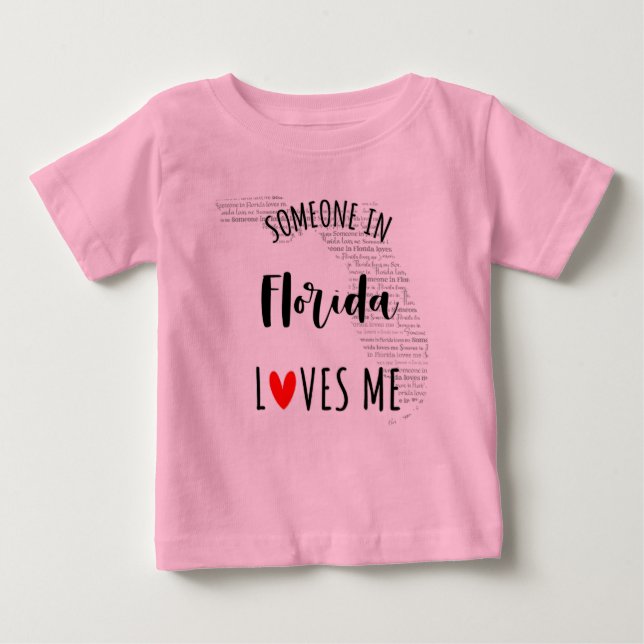 Camiseta Alguém Na Flórida Me Ama Map Baby T shirt (Frente)