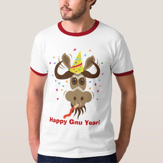 Camiseta Algum ano do Gnu de Stuff_Partier Gnu_Happy do (Frente)