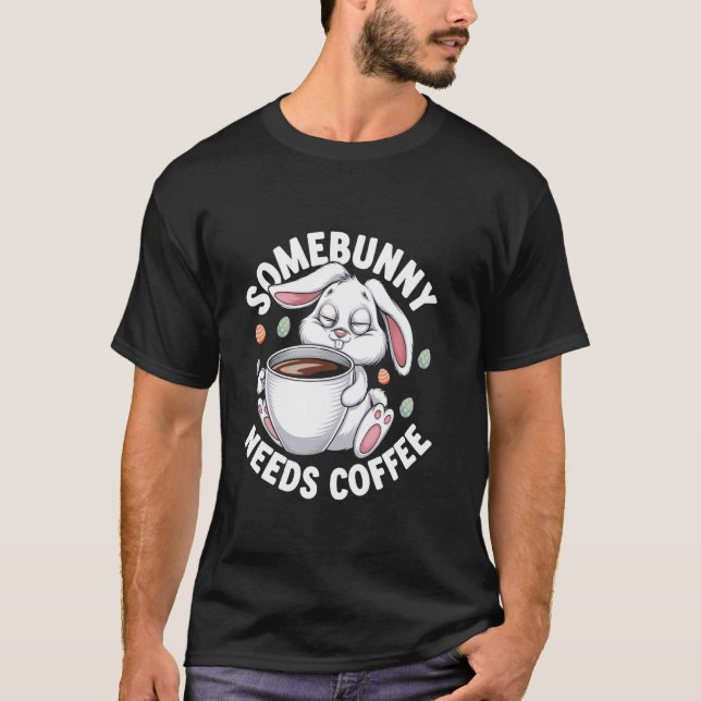 Camiseta Algum coelhinho Precisa de Chocolate de Ovo de Pás (Frente)