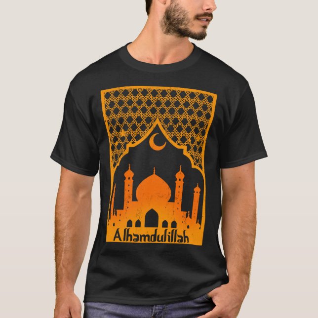 Camiseta Alhamdulillah Religião Islâmica Mesquita Allah Mus (Frente)