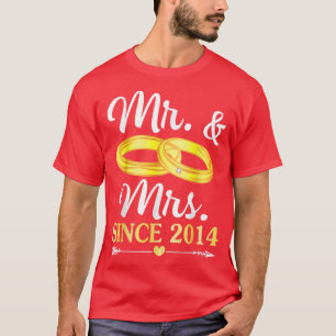 Camiseta Aliança Casado Sr & Sra Desde 2014 Marido Feliz