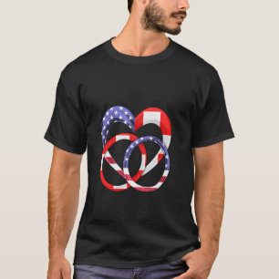 Camiseta Aliança de Coração da Bandeira Americana Casamento