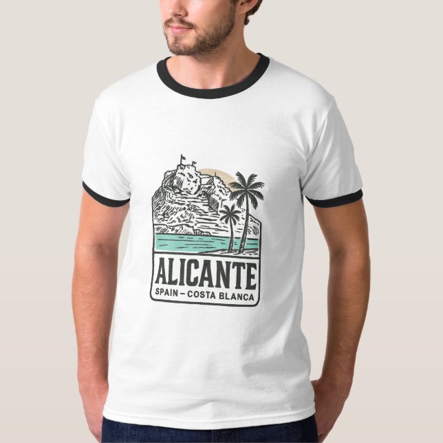 Camiseta Alicante Sketch Santa Bárbara Castle Costa Blanca  (Frente)