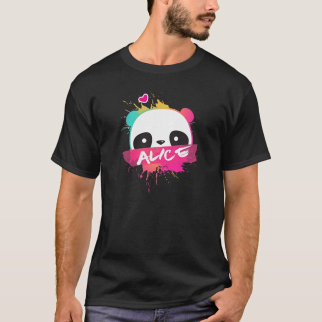 Camiseta ALICE - Belo nome de garota com um panda adorável (Frente)