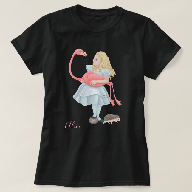 Camiseta Alice com Flamingo (Frente do Design)