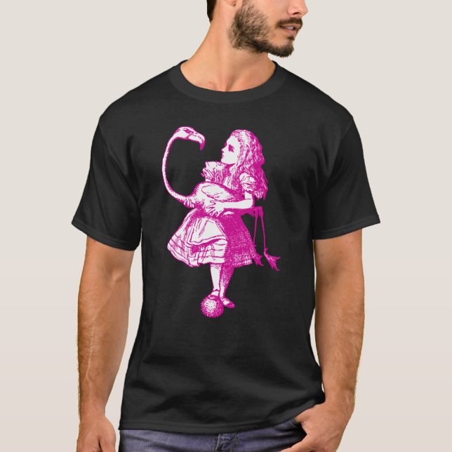 Camiseta Alice e o flamingo cobriram o rosa (Frente)