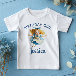 Camiseta Alice em ONEderland de Aquarela Menina de Aniversá