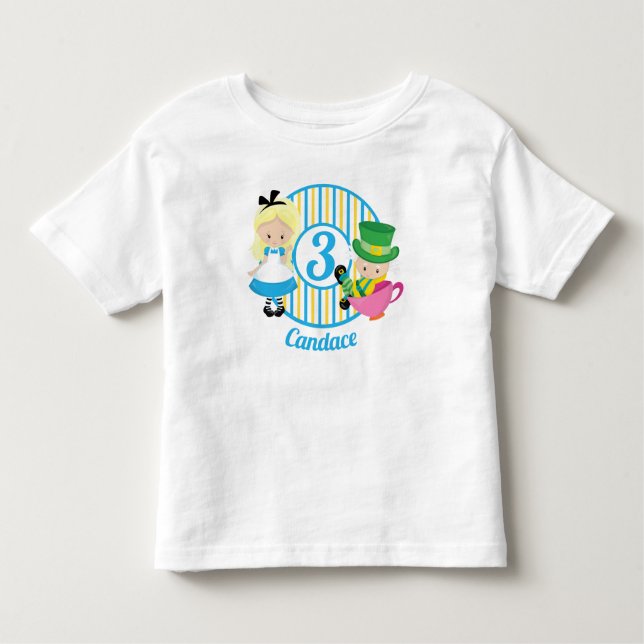 Camiseta Alice no Aniversário de criança Personalizado da M (Frente)