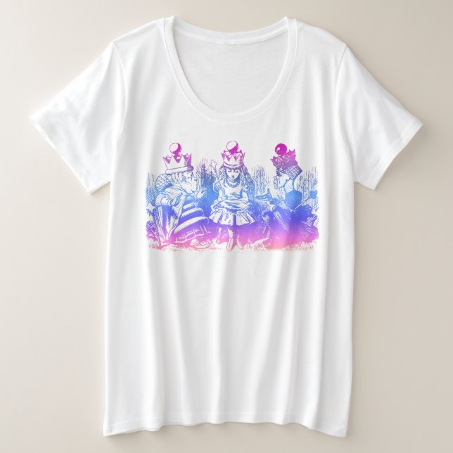 Camiseta Alice no País das Maravilhas e Arte do Queens (Frente do Design)