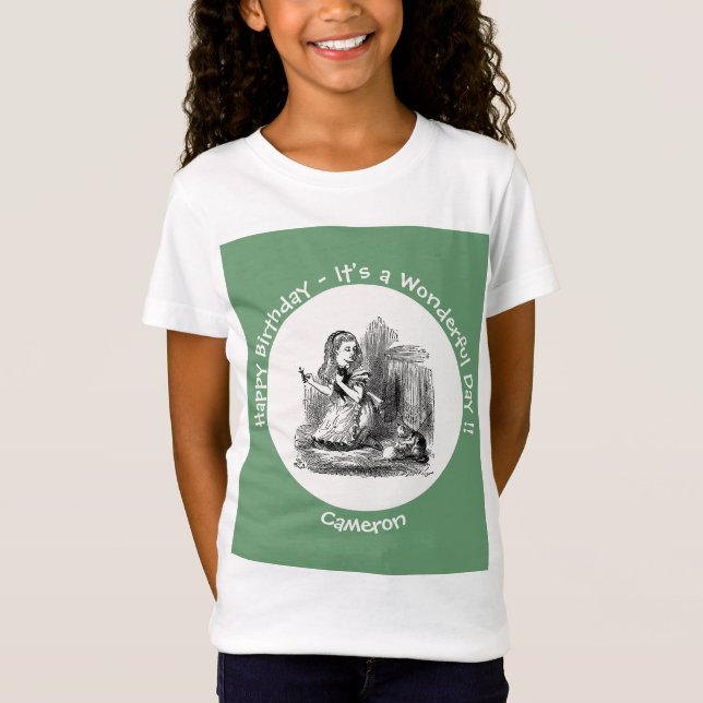 Camiseta Alice no Partido das Maravilhas - Alice e o Kitten (Frente)