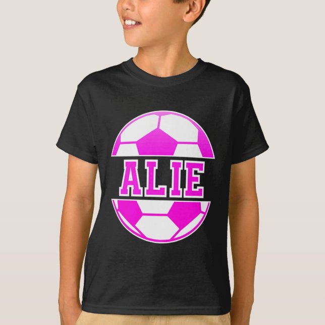 Camiseta Alie Name Girls Soccer Play Football Sports Fan Ba (Frente)