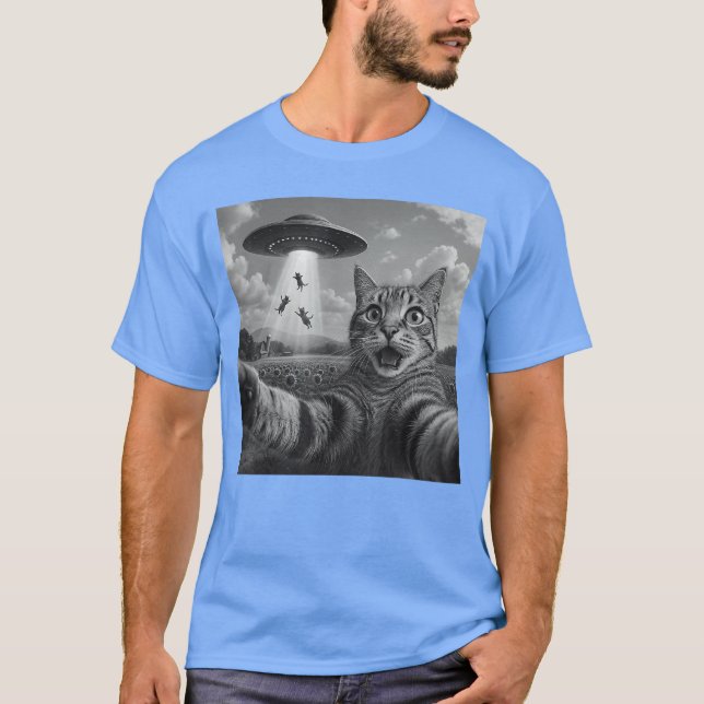 Camiseta Alien Cat Sie UFO Gifts Men Women ees Funny Cat fu (Frente)