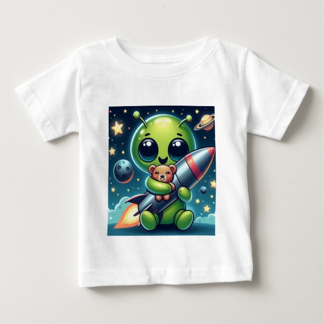 CAMISETA ALIEN COM UM FOGUETE (Frente)