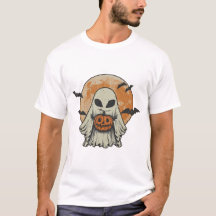 Alien Ghost Pumpkin Halloween Vintage Spooky Night