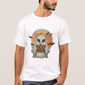 Camiseta Alien Ghost Pumpkin Halloween Vintage Spooky Night