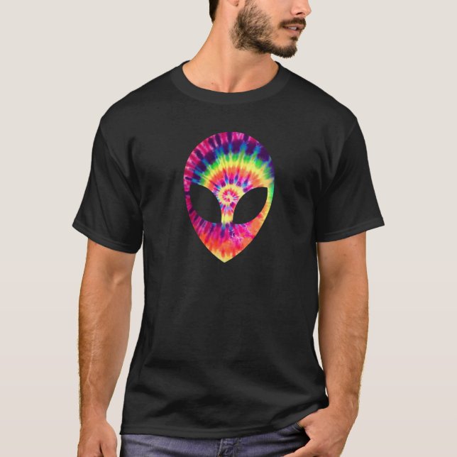 Camiseta Alien Head Face Space UFO Tie Dye Rave EDM Music (Frente)