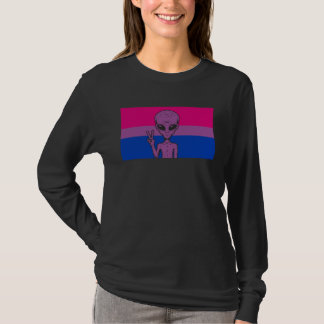 Camiseta Alien Head UFO Peace Sign Gaylien Bisexual Pride F