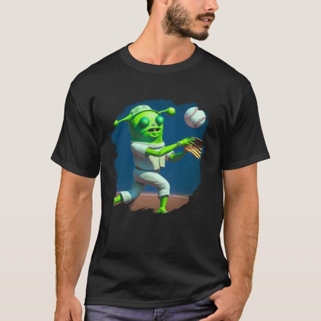 Camiseta Alien Playing Baseball  Aliens Baseball (Frente)