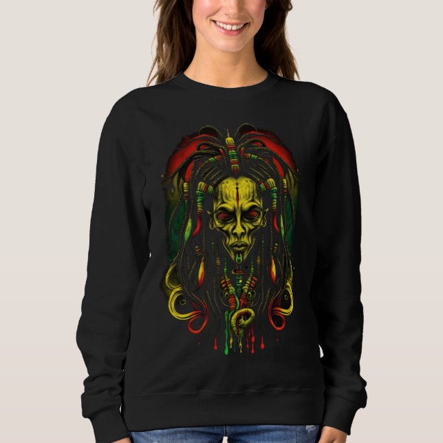 Camiseta Alien Rasta Rastafarian Rastafari UFO Extraterrest (Frente)