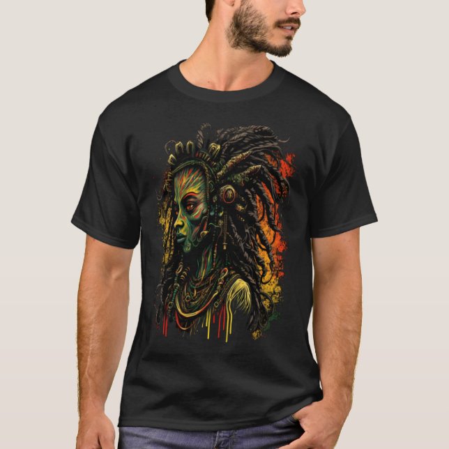 Camiseta Alien Rasta Rastafarian Rastafari UFO Extraterrest (Frente)