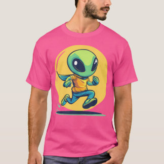 Camiseta Alien Running Cartoon Character Adventure
