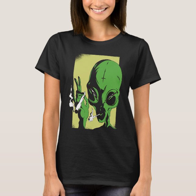 Camiseta alien space aliens  ufo smoking (Frente)