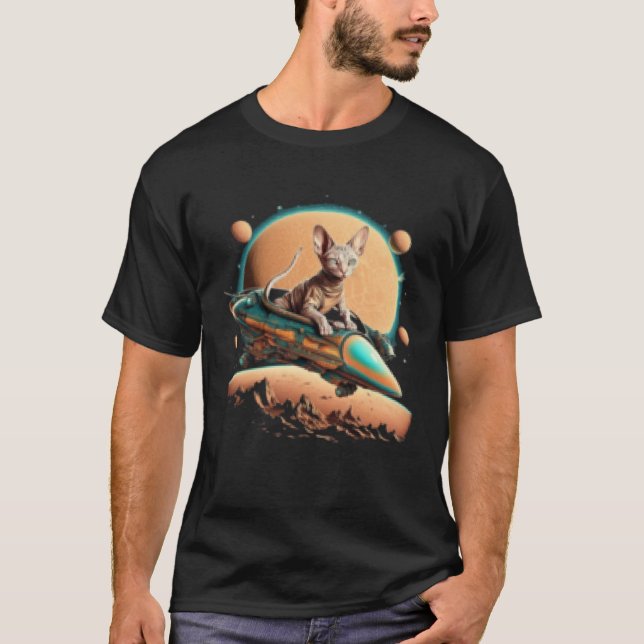 Camiseta Alien Sphynx Cat UFO Extraterrestrial (Frente)