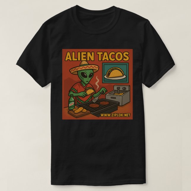 Camiseta - Alien Tacos (Frente do Design)