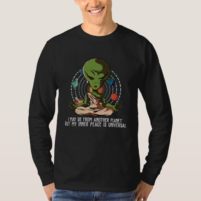Camiseta Alien UFO meditating  namaste yoga (Frente)