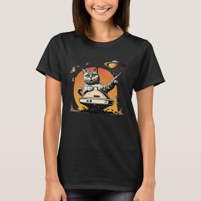 Camiseta Alien UFO  Weird Cat (Frente)