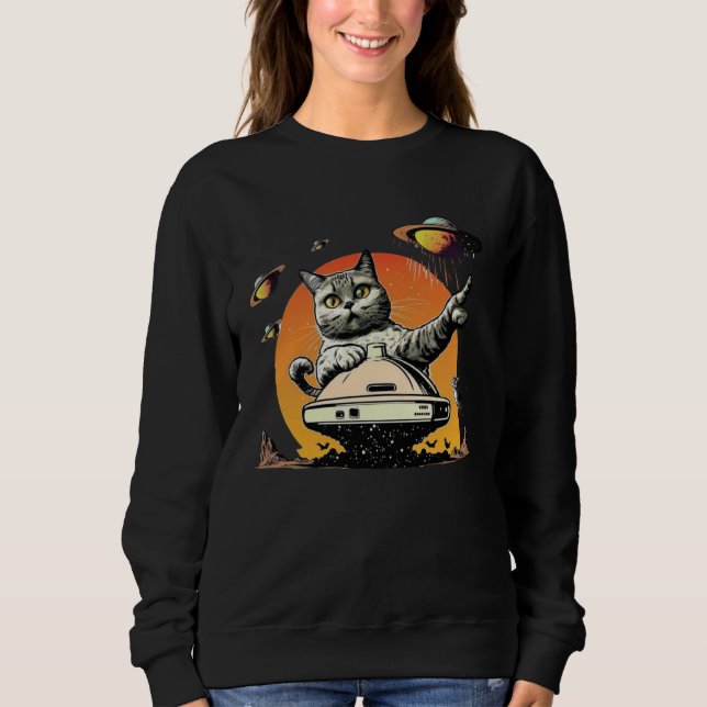Camiseta Alien UFO  Weird Cat (Frente)