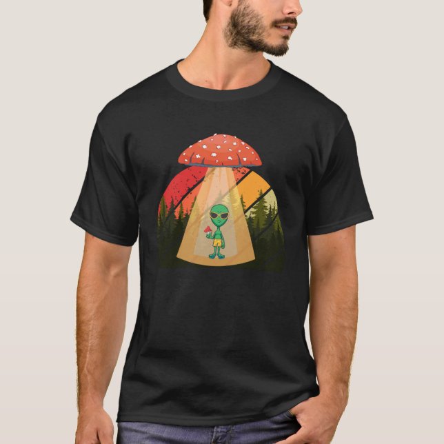 Camiseta Alienígena Abduzida de UFO Mushroom Psychedelic Tr (Frente)